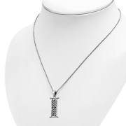Long Celtic Knot Silver Pendant, pn455