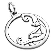 Round Celtic Pixie Sterling Silver Pendant - pn493