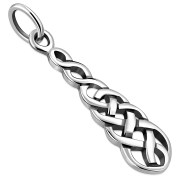 Long Celtic Knot Plain Silver Pendant, pn532