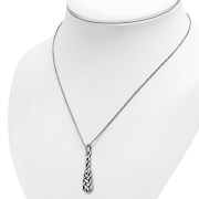 Long Celtic Knot Plain Silver Pendant, pn532