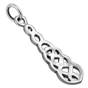 Long Celtic Knot Plain Silver Pendant, pn532