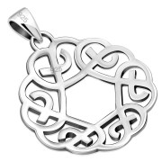 Round Celtic Knot Silver Pendant, pn536