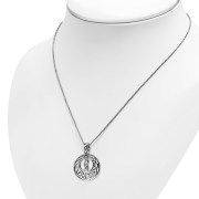 Unique Round Large Celtic Knot Silver Pendant, pn567