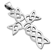 Large Celtic Knot Cross Silver Pendant, pn575