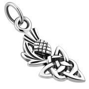 Tiny Thistle Celtic Knot Silver Pendant, pn605