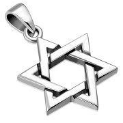 Star of David Grooved Plain Sterling Silver Pendant, pn666