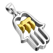 18K Gold plated Hamsa & Hai Pendant, png485