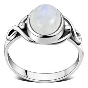 Rainbow Moonstone Celtic Knot Sterling Silver Ring, r001