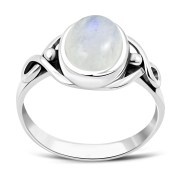 Rainbow Moonstone Celtic Knot Sterling Silver Ring, r001