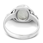 Rainbow Moonstone Celtic Knot Sterling Silver Ring, r001