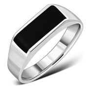 Simple Black Onyx Silver Ring, r007