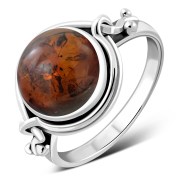 Ethnic Baltic Amber Sterling Silver Ring, r23