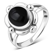 Black Onyx Stone Sterling Silver Ring, r039