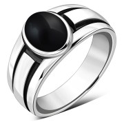 Black Onyx Solid Sterling Silver Men's Ring - r060