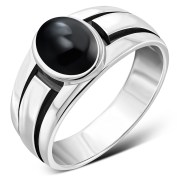 Black Onyx Solid Sterling Silver Men's Ring - r060