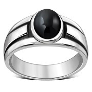 Black Onyx Solid Sterling Silver Men's Ring - r060