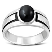 Black Onyx Solid Sterling Silver Men's Ring - r060