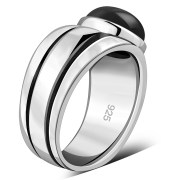 Black Onyx Solid Sterling Silver Men's Ring - r060
