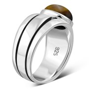 Tiger Eye Silver Men's Ring - r060