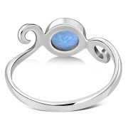 Delicate Silver Spiral Ring set w/ Synthetic Azure Blue Opal, r70
