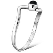 Black Onyx Twisted Silver Ring, r74