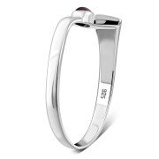 Simple Garnet Bypass Silver Ring, r075