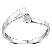Simple Rainbow Moonstone Silver Ring, r75