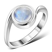 Rainbow Moonstone Bypass Sterling Silver Ring, r185