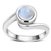 Rainbow Moonstone Bypass Sterling Silver Ring, r185