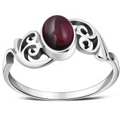 Ethnic Garnet Stone Silver Ring, r192
