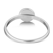 Simple Round Rainbow Moonstone Silver Ring, r237