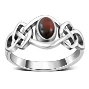 Baltic Amber Cabochon Celtic Knot Silver Ring, r264