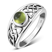 Peridot Stone Celtic Knot Silver Ring, r268