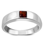 Simple Garnet Stone Solid Silver Ring (R291GRTF)