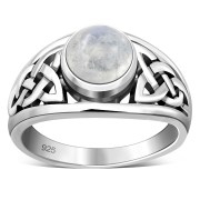 Rainbow Moonstone Celtic Knot Ring, r327