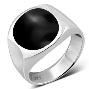 Black Onyx Men's Silver Ring, r34