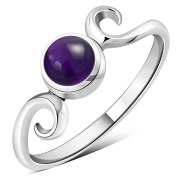 Amethyst Delicate Spiral Silver Ring, r390