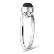 Black Onyx Delicate Spiral Silver Ring, r390