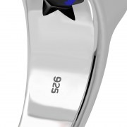 Ring R434 Jewish Rings: Star David Men's Silver Ring w/ Blue Sapphire Corundum, r434