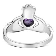 Celtic Claddagh Ring w Amethyst CZ, r446