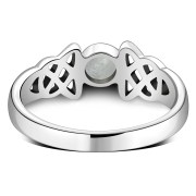 Rainbow Moonstone Cab Celtic Silver Ring, r463