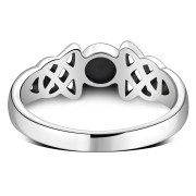 Black Onyx Cab Celtic Silver Ring, r463