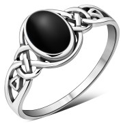 Celtic Stone Ring w Black Onyx, r464