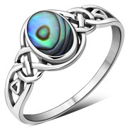 Celtic Stone Ring w Abalone, r464