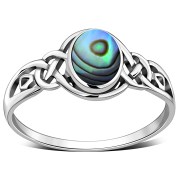 Celtic Stone Ring w Abalone, r464