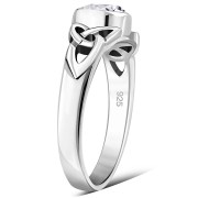 Clear CZ Trinity Knot Silver Ring, r465