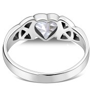 Clear CZ Trinity Knot Silver Ring, r465