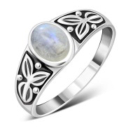 Native American Rainbow Moonstone Silver Ring, r472