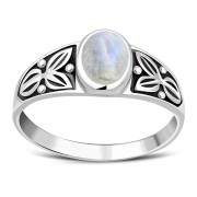 Native American Rainbow Moonstone Silver Ring, r472