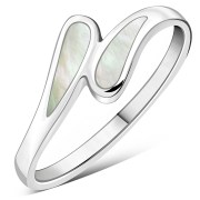 Mother of Pearl Sterling Silver Drops Ring, r476